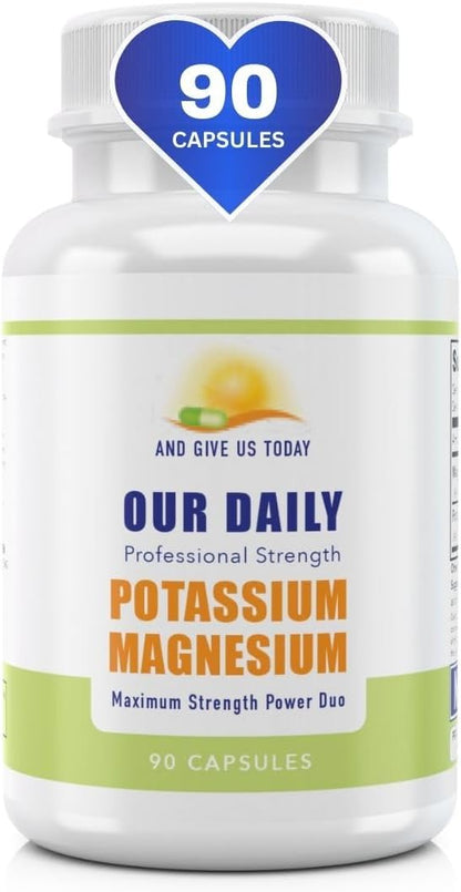 Our Daily Vites Magnesium Potassium Complex 90 Capsules Supplement High Absorption Magnesium Support Vascular Health & Leg Cramp