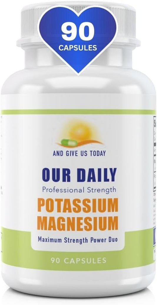 Our Daily Vites Magnesium Potassium Complex 90 Capsules Supplement High Absorption Magnesium Support Vascular Health & Leg Cramp