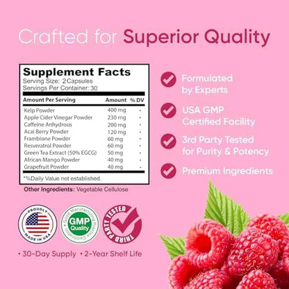 Razburn Weight Management Supplement, Green Tea Extract, Caffeine & Botanical Blend, Energy & Metabolism Support Pills for Men & Women, 60 Capsules