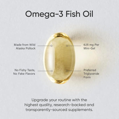 Sports Research Brain Health Large Pack with Fish Oil Mini-Softgels (Easy to Swallow) Omega-3 Fatty Acids from Wild Caught Alaska Pollock & Magtein Magnesium L-Threonate Supplement