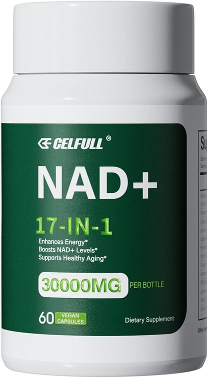 CELFULL NAD Supplement for Women with NADH,Resveratrol,Nicotinamide Riboside,Quercetin-NAD+ Boosting for Anti Aging Cellular Energy &Stamina-30000mg/Bottle