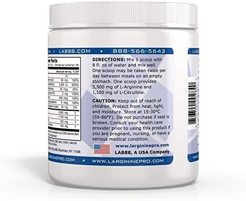 L-ARGININE PRO | 5,500mg L-Arginine Plus L-Citrulline 1,100mg Grape Powder Drink Mix Supplement for Increased Nitric Oxide Production