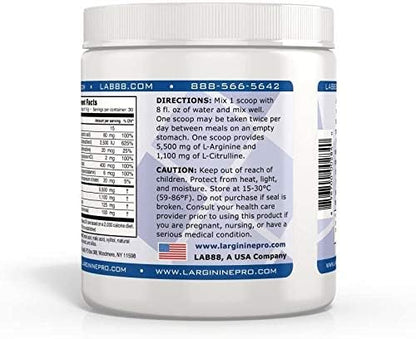 L-ARGININE PRO | 5,500mg L-Arginine Plus L-Citrulline 1,100mg Grape Powder Drink Mix Supplement for Increased Nitric Oxide Production