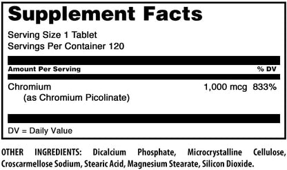 Amazing Formulas Chromium Picolinate Supplement | 1000 Mcg | 120 Tablets | Non-GMO | Gluten-Free | Made in USA