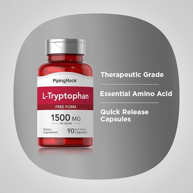 Piping Rock L-Tryptophan 1500 mg | 90 Capsules | Free Form | Non-GMO, Gluten Free Supplement