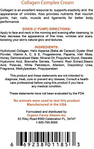 Collagen Hydrolyzed - Perfect Skin - Net Wt. 4oz./ 85.5g Body Cream/Transdermal Use Only - Nourishes and Revitalizes your Body - 100% Natural Improved Formula.