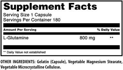 Amazing Formulas L-Glutamine Amino Acid Supplement | 800 Mg Per Serving |180 Capsules | Non-GMO | Gluten Free | Made in USA