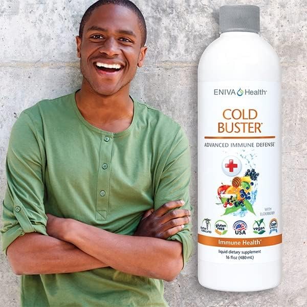 Eniva Elderberry Sambucus Immune Support Syrup, Vitamin C, Ionic ZINC, Vitamin D, Echinacea, Antioxidants & More, All-in-One Liquid, Low Carb, Low Sugar, Keto Friendly, Non-GMO & Gluten Free - 16 oz