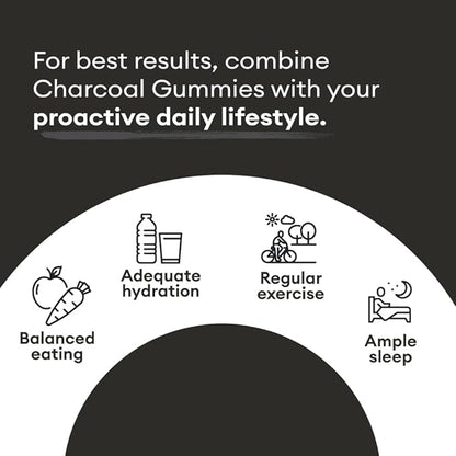 Premium Grade Activated Charcoal Gummies - Coconut Charcoal Supplements for Detox Support, Oral Health, Stomach & Digestion - Safe for Kids - No Bloat Vegan Gummy - Natural Acai Flavor (60 Count)