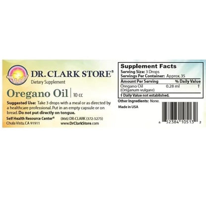 Dr. Clark 100% Pure Oregano Oil – 10cc, Natural Antioxidant & Immune Support