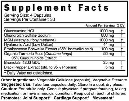 Nature's Fusions Glucosamine Chondroitin MSM Turmeric Boswellia - Joint Support Supplement - 120 Capsules - Chondroitin Sulfate Capsules - with Hyaluronic Acid - Supports Healthy Bones