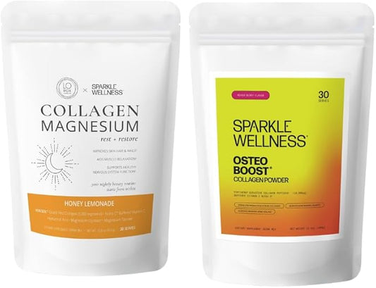 Collagen Magnesium Rest + Restore (Honey Lemonade) [30-Serves] and Osteo Boost (Mixed Berry) [30-Serves | Magnesium, VERISOL & FORTIBONE Bioactive Collagen Peptides