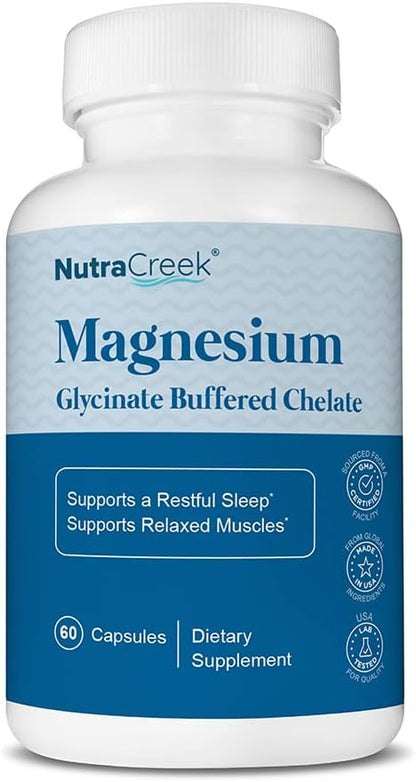 Magnesium Glycinate 400mg Buffered Chelate | Gentle Bioavailable Formula Supports Restful Sleep and Relaxed Muscles - 60 Magnesium Glycinate Capsules