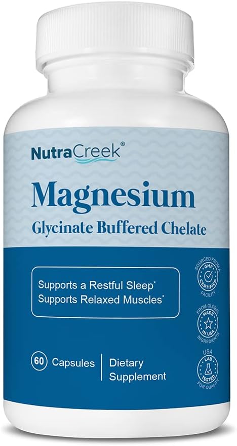 Magnesium Glycinate 400mg Buffered Chelate | Gentle Bioavailable Formula Supports Restful Sleep and Relaxed Muscles - 60 Magnesium Glycinate Capsules