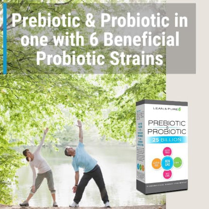 Lean & Pure Prebiotic & Probiotic, 25 Billion Live and Shelf Stable Cultures, 30 Count, Non GMO, Vegetarian, Gluten Free