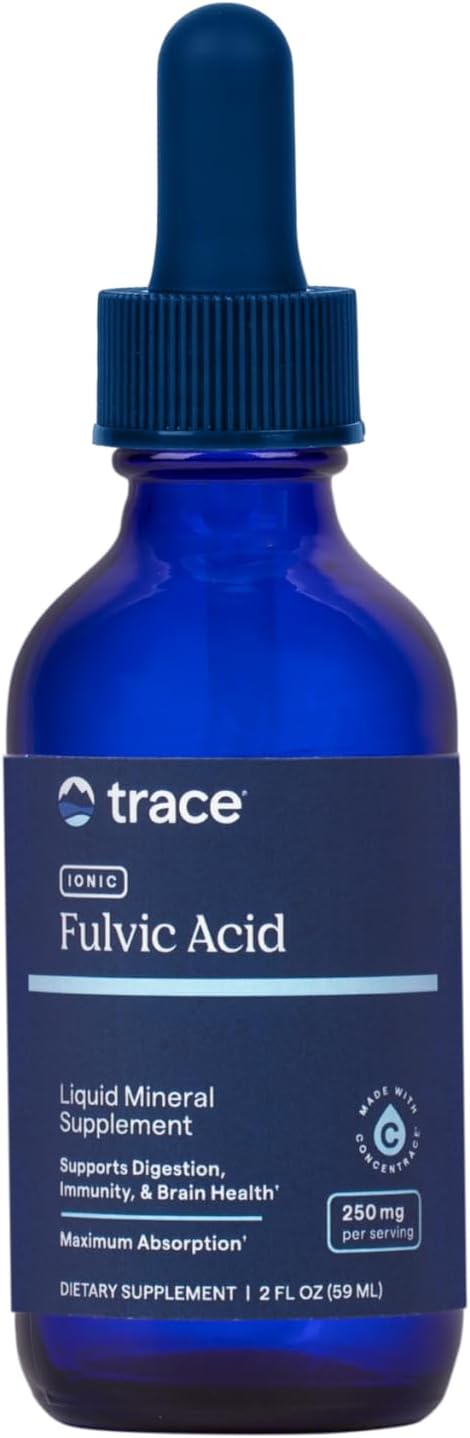 Trace Minerals Ionic Fulvic Acid 250mg - Essential Mineral Supplement to Support Hydration & Energy Production - Aids Muscle Endurance - Liquid Supplement for Healthy Digestion - 2 fl oz (59 Servings)