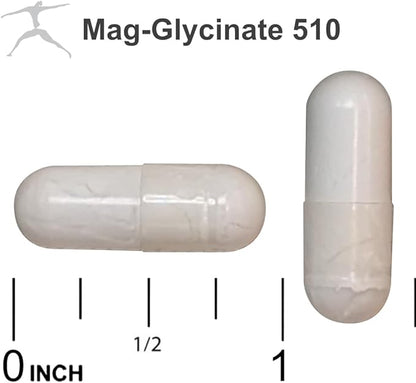 Mag Glycinate 510 – Magnesium Glycinate – Nutritional Supplement for Stress, Heart Health, Nerves, Muscles, Energy, and Metabolism* - (100 Capsules)
