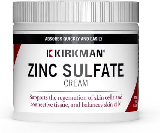 Kirkman - Zinc Sulfate Topical Cream - 4 fl oz - Fast Absorption - 10% Zinc Sulfate - Hypoallergenic
