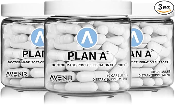 Plan A | Post-Celebration Relief & Morning Restore | Electrolyte for Dehydration & Headache Support | Dihydromyricetin DHM & L Cysteine | 180 Capsules for Men and Women