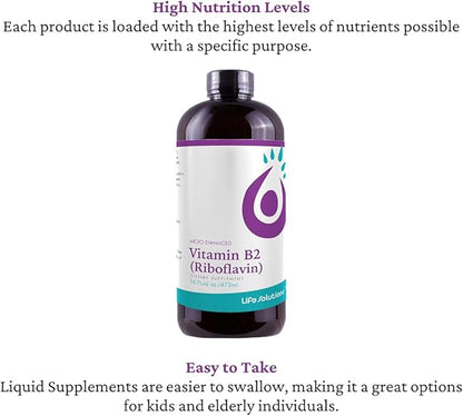 Vitamin B2 - Liquid Dietary Supplement with 50mg Riboflavin Per Serving - Highly Bioavailable, Pharmacist Formulated, Rapid-Sorb Technology for Efficient Nutrient Absorption - 16 fl oz