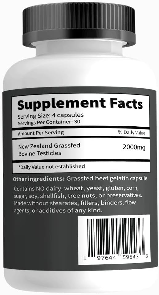 Primal Being Grassfed Beef Testes Capsules – Nutrient-Dense Beef Organ Supplement for Men, New Zealand Sourced, 120 Capsules