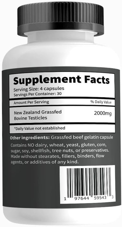 Primal Being Grassfed Beef Testes Capsules – Nutrient-Dense Beef Organ Supplement for Men, New Zealand Sourced, 120 Capsules
