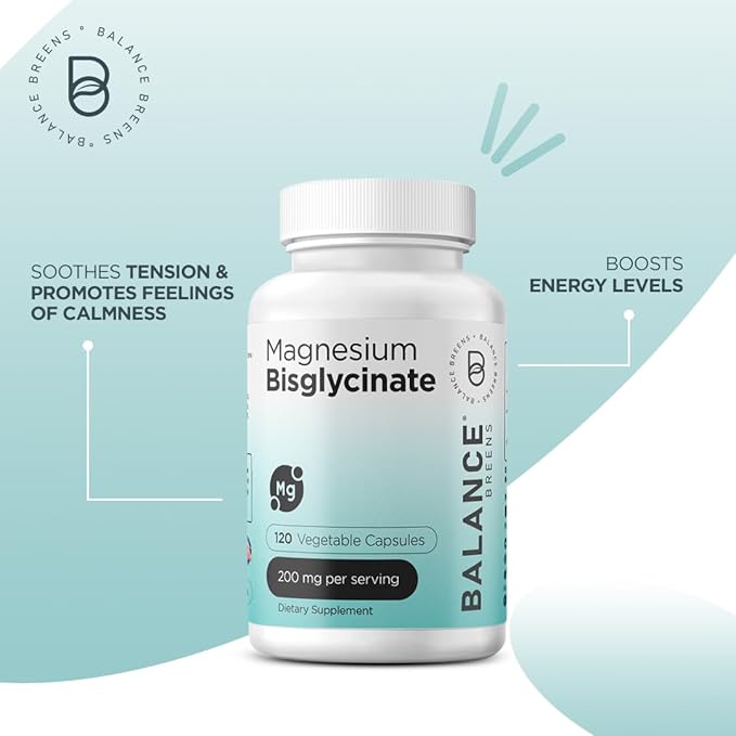 Magnesium Bisglycinate 200mg, High Absorption Chelated, 120 Vegan Capsules - Supports Heart Health, Muscle Cramps, Bone Health & Positive Mood