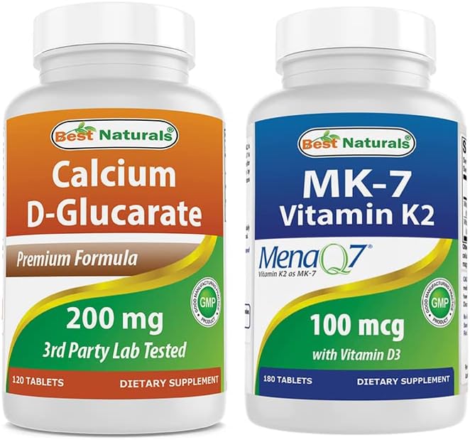 Calcium D-Glucarate 200 mg & Vitamin K2 (MK7) with D3
