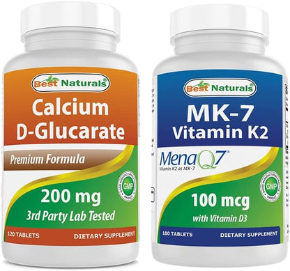 Calcium D-Glucarate 200 mg & Vitamin K2 (MK7) with D3