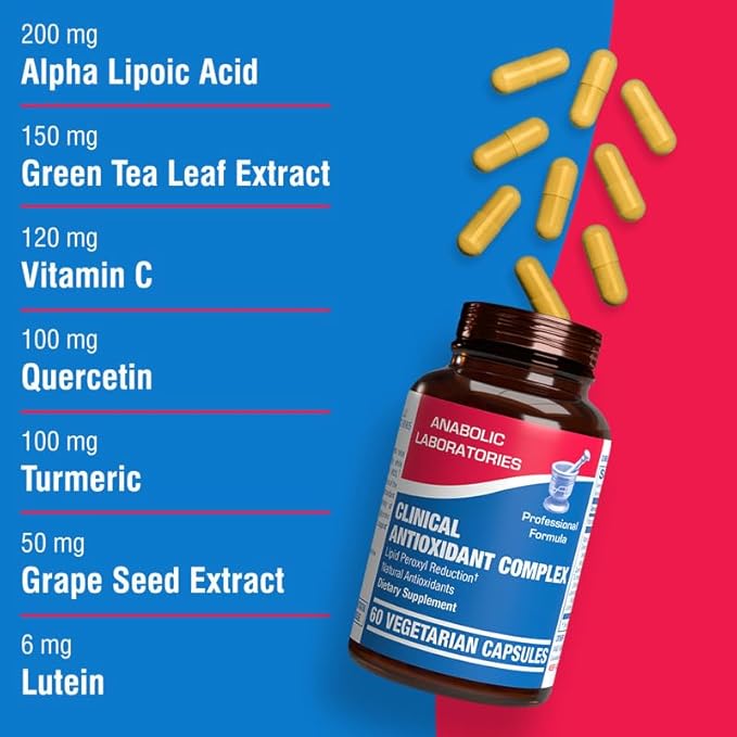 Natural Antioxidant Complex Supplement - 60 Vegetarian Capsules for Cell Health - Alpha Lipoic Acid, Green Tea Leaf Extract, Quercetin, Turmeric, Vitamin C Supplement