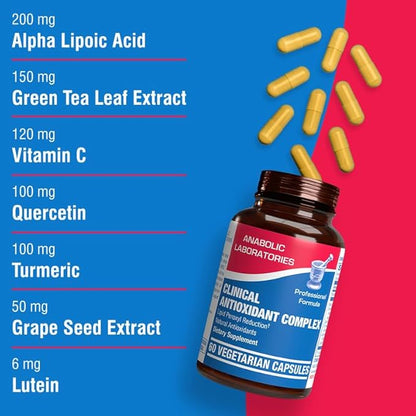 Natural Antioxidant Complex Supplement - 60 Vegetarian Capsules for Cell Health - Alpha Lipoic Acid, Green Tea Leaf Extract, Quercetin, Turmeric, Vitamin C Supplement