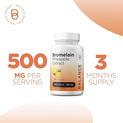 Balancebreens Bromelain 500mg, 120 Capsules - Pineapple Extract Digestive Enzyme, Supports Digestion and Joint Health Supplement