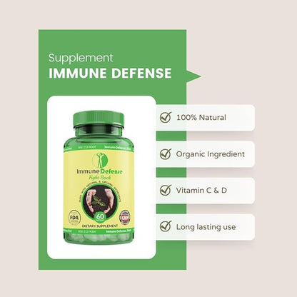 Immune Support Supplement - Natural & Organic Immune Boosters for Adults - Immunity Support with Vitamin C & Vitamin D, Garlic, Ginger, Lemon, Elderberry, Selenium & Zinc - 60 Capsules