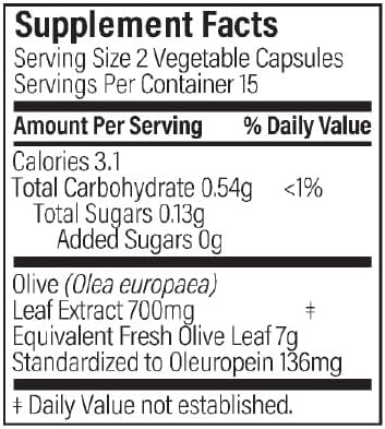 COMVITA Olive Leaf Extract Vegetable Capsules, Natural, high Strength oleuropein & polyphenols, 30 Count