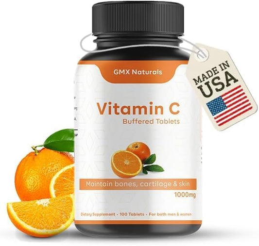 Buffered Vitamin C 1000mg - 100 Tablets - Immune Support & Boost - Vitamin C with B Complex for Men & Women