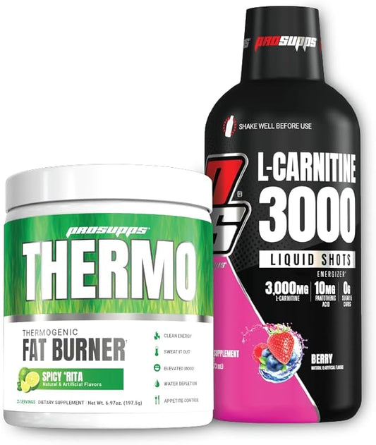 PROSUPPS Thermo Fat Burning Thermogenic Powder Spicy Rita and 3000 L-Carnitine Berry - Weight Management and Pre Workout - Energy, Mood, Appetite Control -