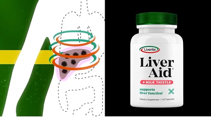 LIVERITE Liver Aid with Milk Thistle 60 Capsules, Liver Support, Liver Cleanse, Liver Care, Liver Function, Energy