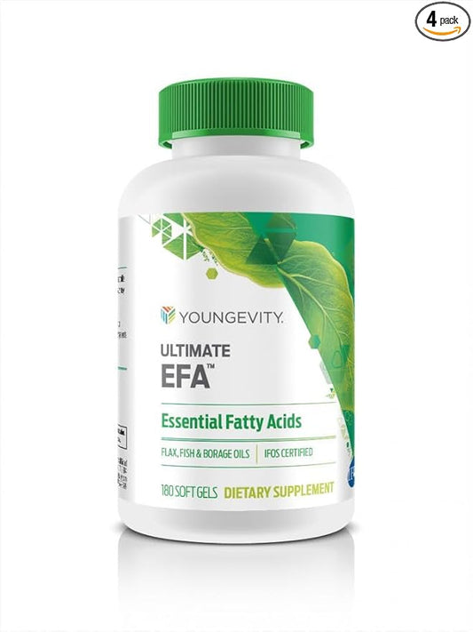 Youngevity Ultimate EFA - Organic Source of Essential Fatty Acids | Omega 3, 6, & 9 | Made from Borage, Flax & Fish Oil | 180 Count (Pack of 4)
