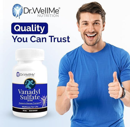 Dr.WellMe Vanadyl Sulfate Supplement 10 mg – 2 x 100 Tablets – Non-GMO, Gluten-Free Tablets