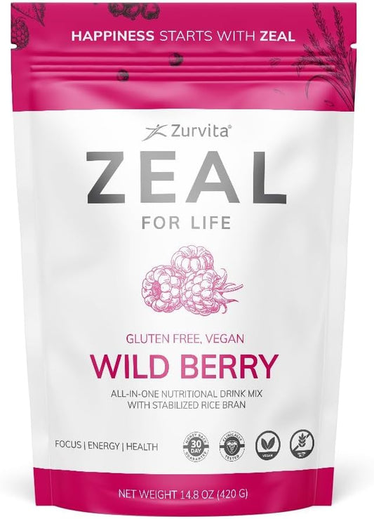 Zurvita - Zeal for Life 30-Day Wellness Bag - Wild Berry Flavor - Daily Nutritional Supplement for Vitality, Immunity, & Overall Wellness - 420 Grams