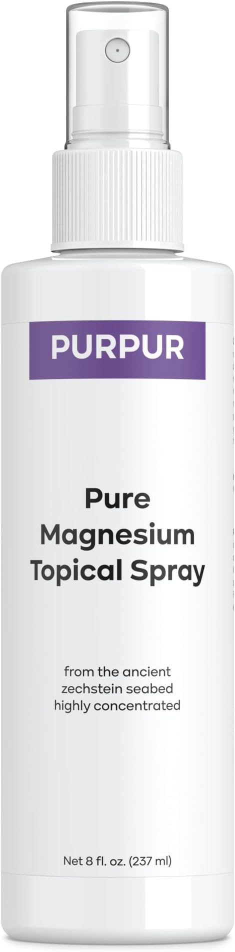PURPUR Zechstein Magnesium Oil Spray - 100% Pure Topical Magnesium Supplement for Muscle Recovery, Joint Support, and Skin Health, 8 oz