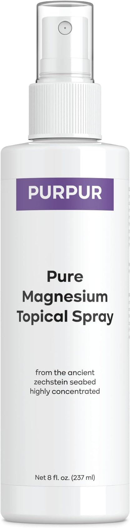 PURPUR Zechstein Magnesium Oil Spray - 100% Pure Topical Magnesium Supplement for Muscle Recovery, Joint Support, and Skin Health, 8 oz