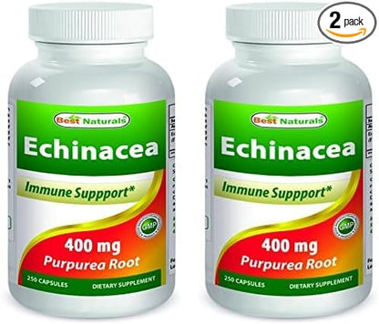 Best Naturals Echinacea 400 mg 250 Capsules (Pack of 2)
