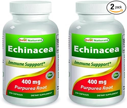 Best Naturals Echinacea 400 mg 250 Capsules (Pack of 2)