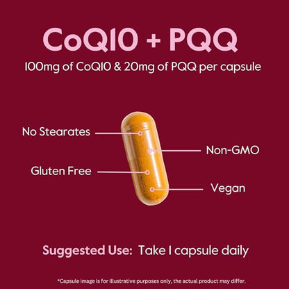 BESTVITE Coq10 100mg w/PQQ 20mg (120 Veggie Caps) - No Stearates - Vegan - Non GMO - Gluten Free - Coq10 with PQQ