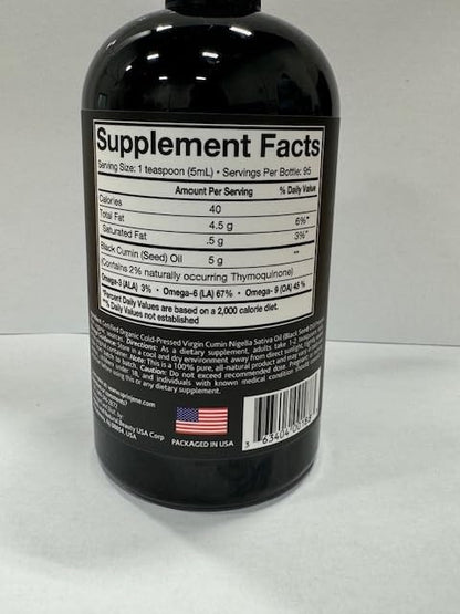 SprinJene Natural® 100% Pure Organic Black Seed Oil Cold Pressed for Oral Wellness, Nigella Sativa Black Seed Oil, Black Cumin Seed Oil Organic, Omega 3 6 9, Nourishes Skin, Supports Joint, 16 fl oz