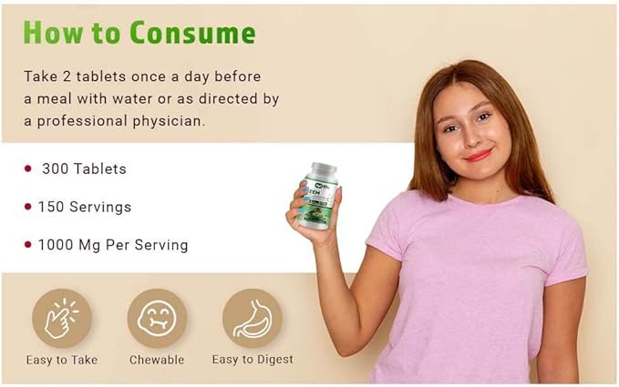 Neem Triple Complex - High-Potency Azadirachta Indica Tablets, Neem Leaves, Bark, Flowers in Ratio (80:10:10) - 300 Tablets, 150 Serving, 1000 Mg (1 Pack)