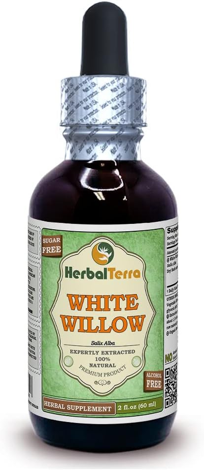 White Willow (Salix Alba) Glycerite, Organic Dried Bark Alcohol-Free Liquid Extract 2 oz