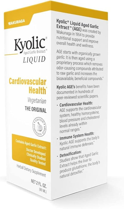 Kyolic Aged Garlic Extract Liquid, Vegetarian Cardiovascular, 2 Ounces (Packaging May Vary)