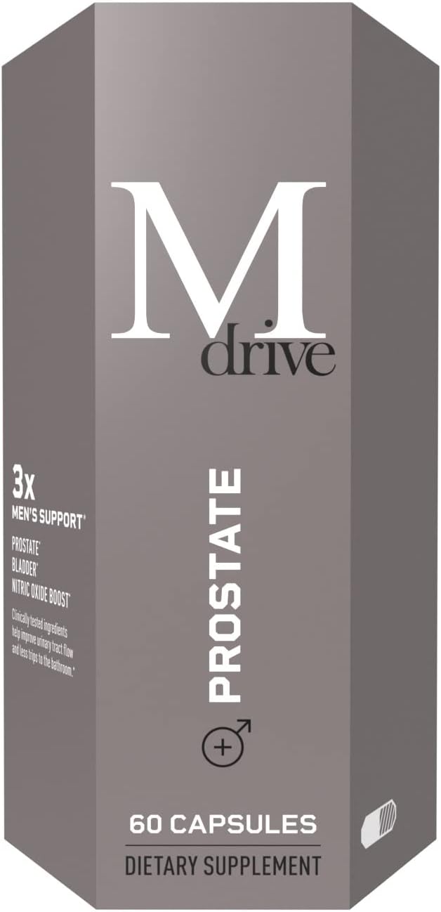 Mdrive Prostate Prostate Support Supplement for Men's Health, Promotes Urinary Tract Health, Supports Normal Flow, Frequency & Bladder Emptying, Flowens Cranberry Extract, S7 N.O. Booster, 60 Capsules
